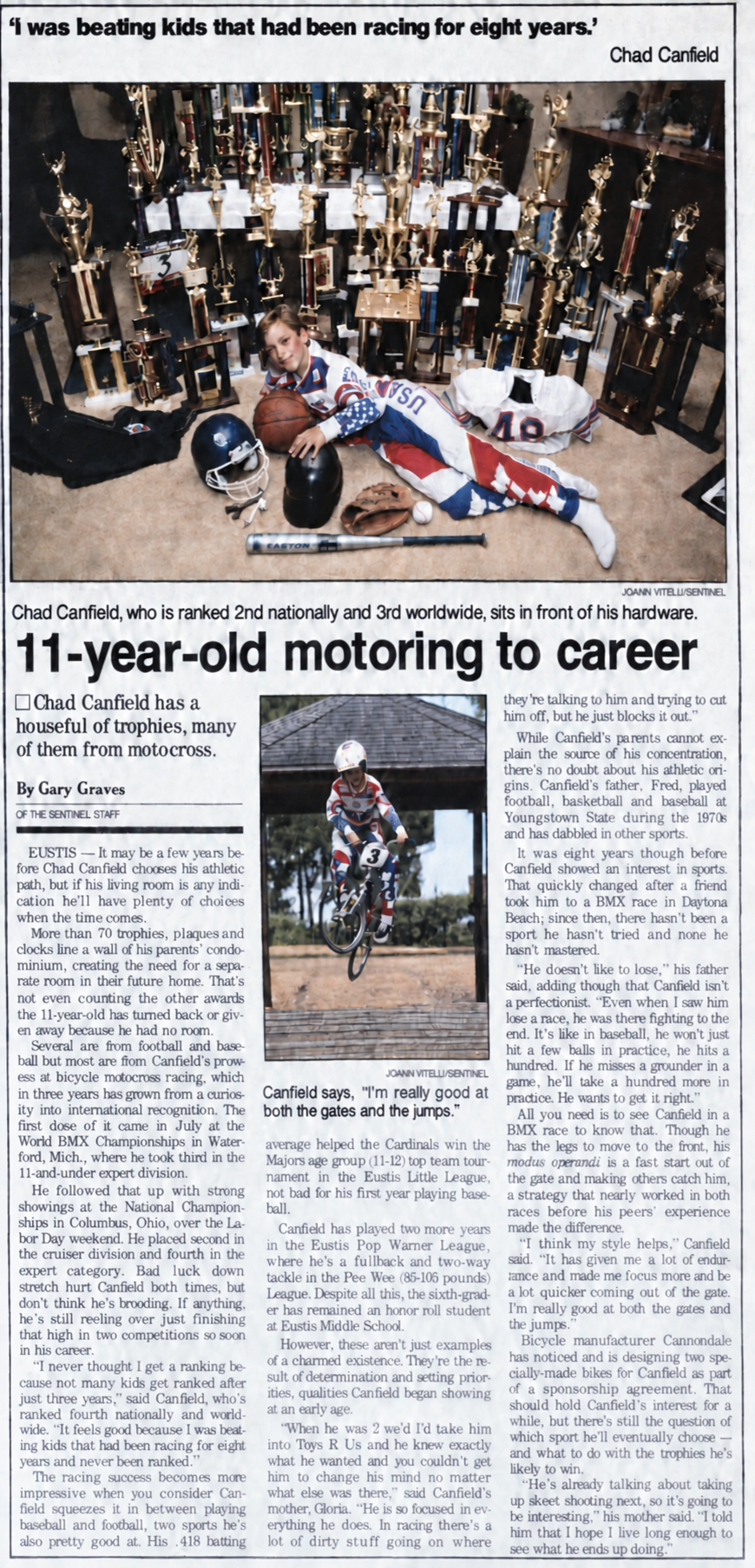 Newspaper article — 11-year-old motoring to career